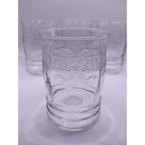 MacBeth-Evans Tumbler Stippled Rose Band Clear Depression Glass Tumblers 9 oz 4"